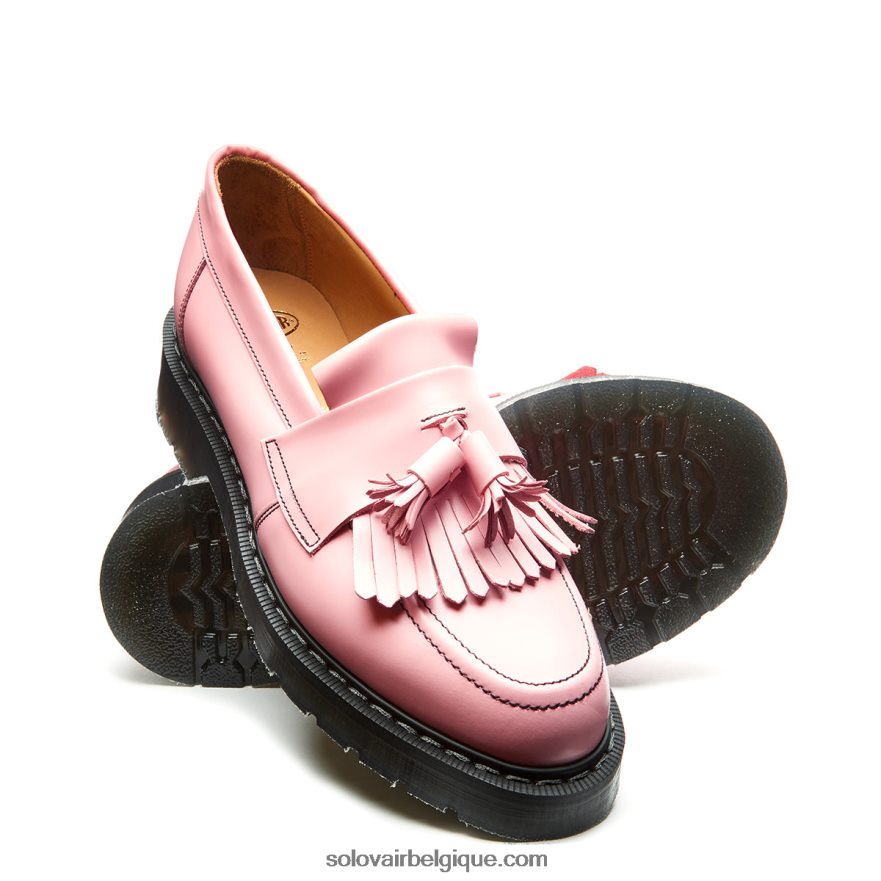 Hommes Solovair Mocassins à Glands Ultra-brillants Rose Poudré 48f40r212