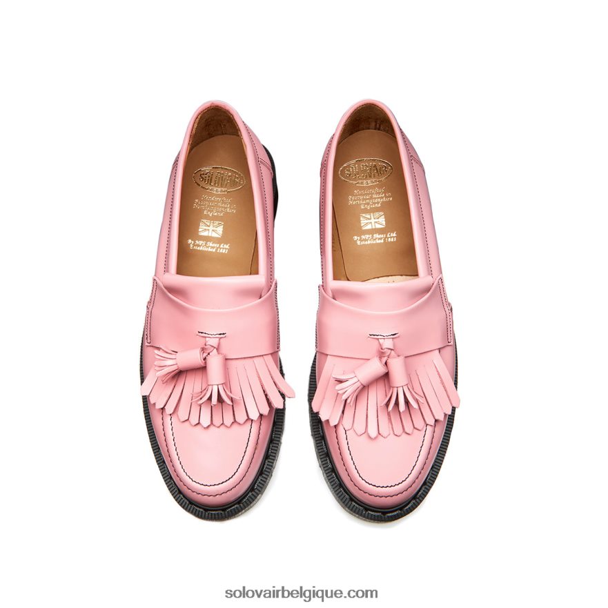 Hommes Solovair Mocassins à Glands Ultra-brillants Rose Poudré 48f40r212