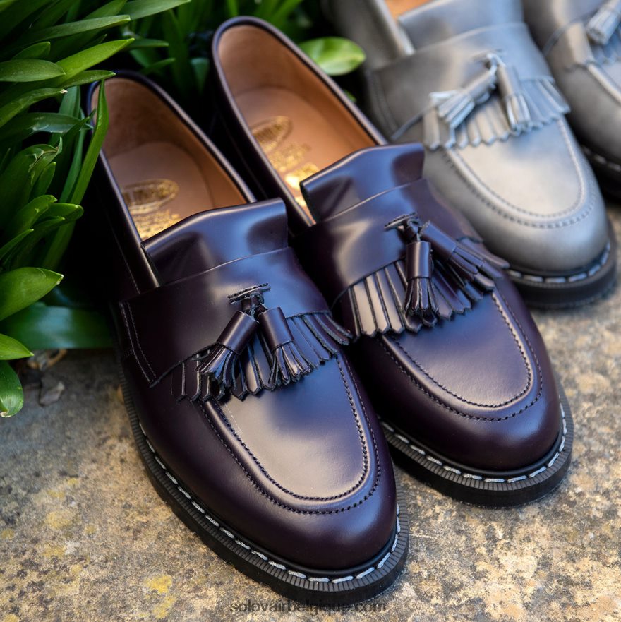 Hommes Solovair Mocassins à Glands Ultra-brillants Violets 48f40r206