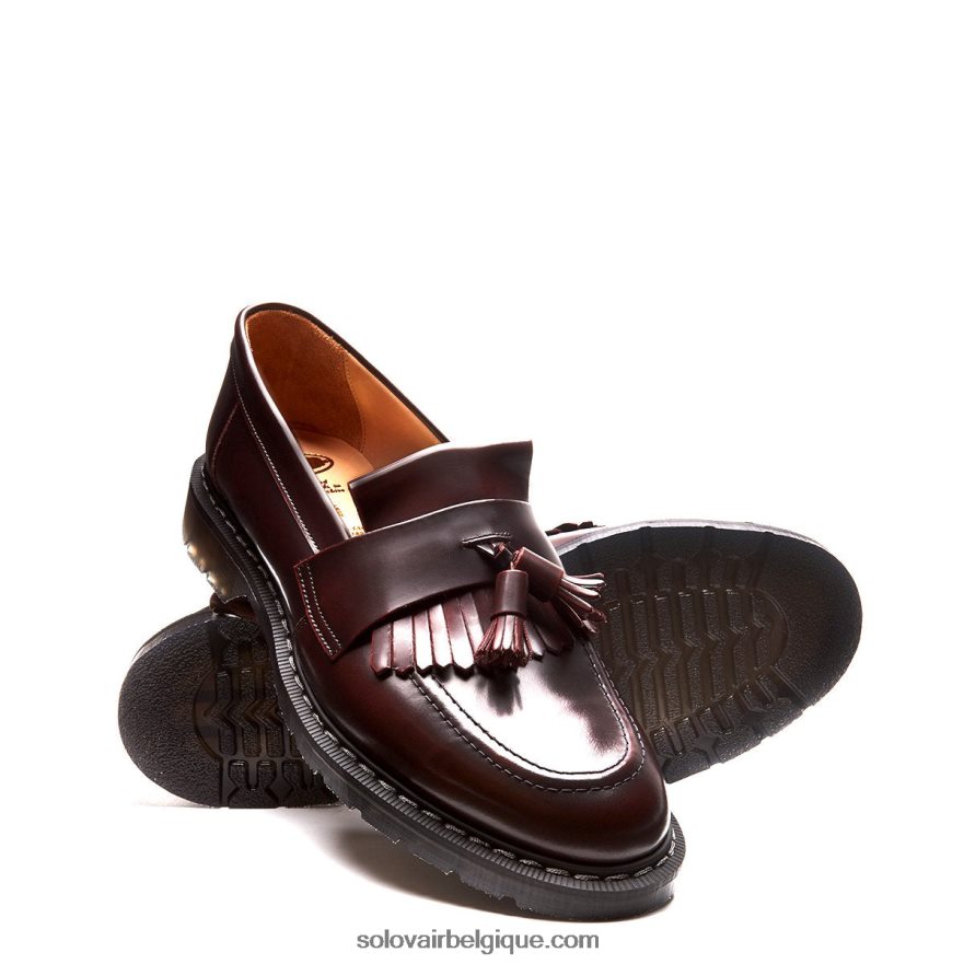 Hommes Solovair Mocassins à Pampilles Bordeaux 48f40r203