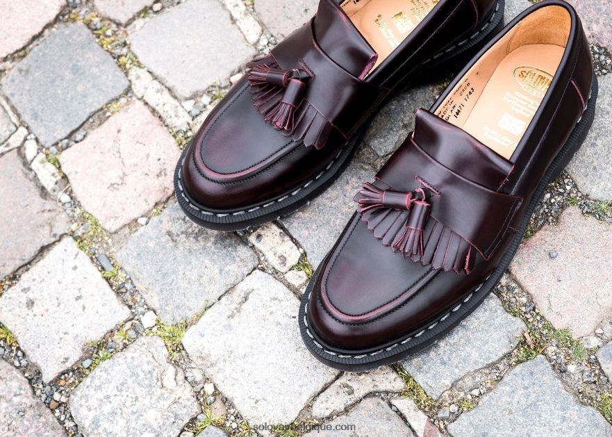 Hommes Solovair Mocassins à Pampilles Bordeaux 48f40r203