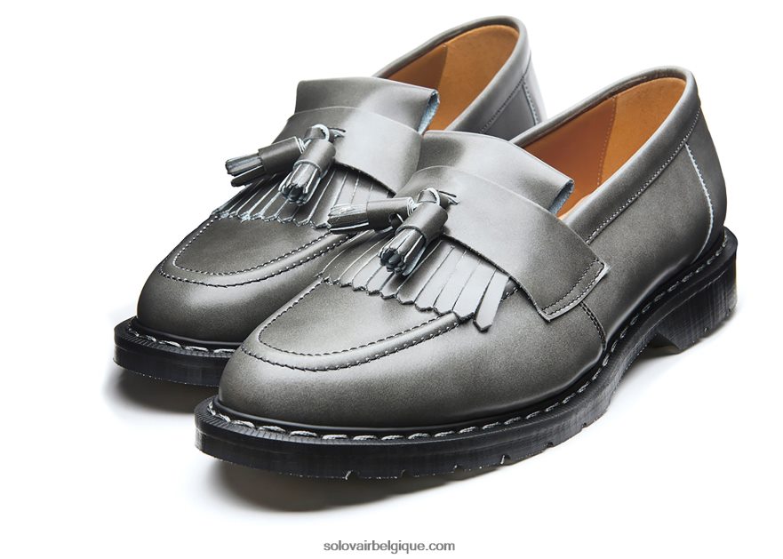 Hommes Solovair Mocassins à Pampilles Gris Nuage 48f40r210