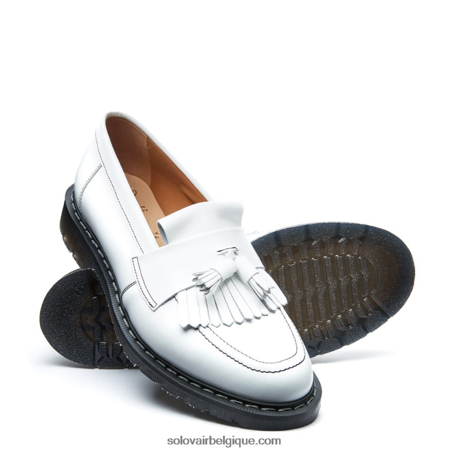 Hommes Solovair Mocassins à Pampilles Ultra-brillants Blancs 48f40r209