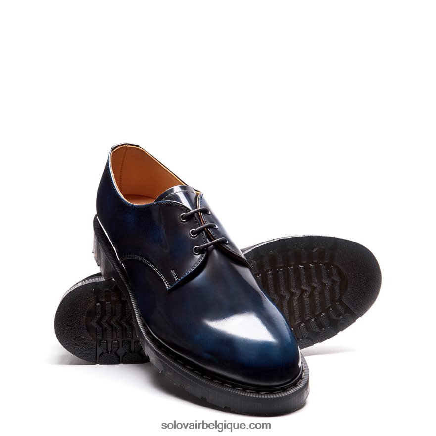 Hommes Solovair Chaussure Gibson Bleu Marine à 3 Oeillets 48f40r178