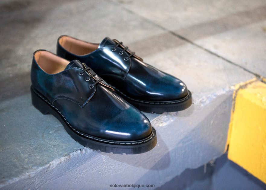 Hommes Solovair Chaussure Gibson Bleu Marine à 3 Oeillets 48f40r178