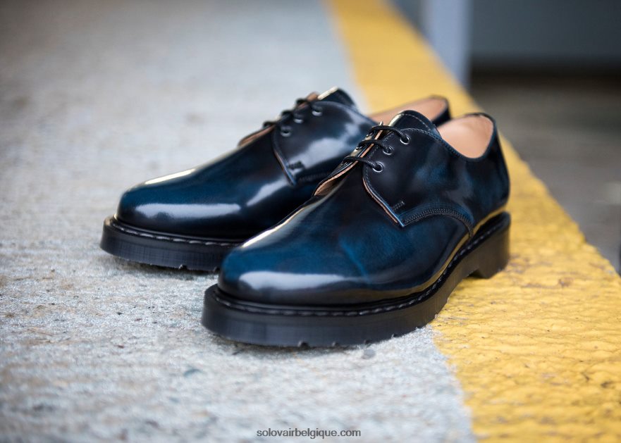 Hommes Solovair Chaussure Gibson Bleu Marine à 3 Oeillets 48f40r178