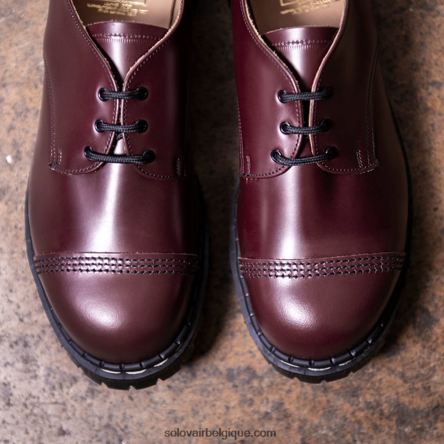 Hommes Solovair Chaussure Gibson à Bout En Acier Ultra-brillant Oxblood 48f40r191