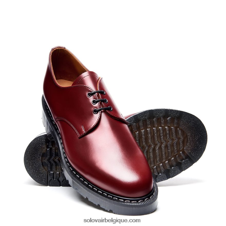 Hommes Solovair Chaussure Gibson Brillante Rouge Cerise 48f40r199