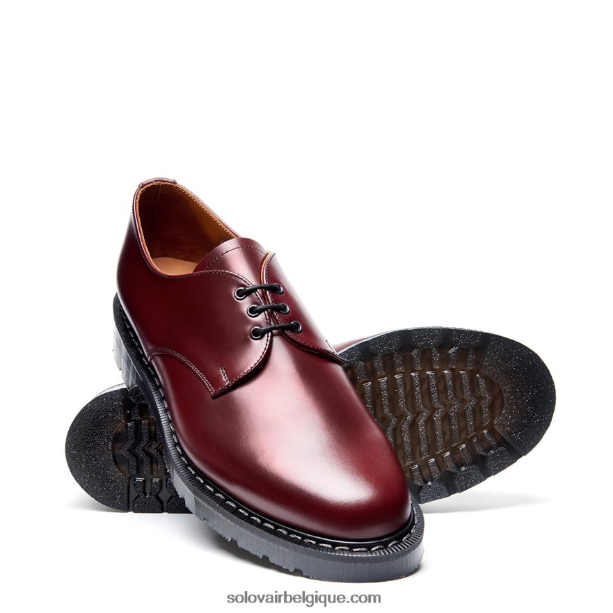 Hommes Solovair Chaussure Gibson Haute Brillance Oxblood 48f40r180