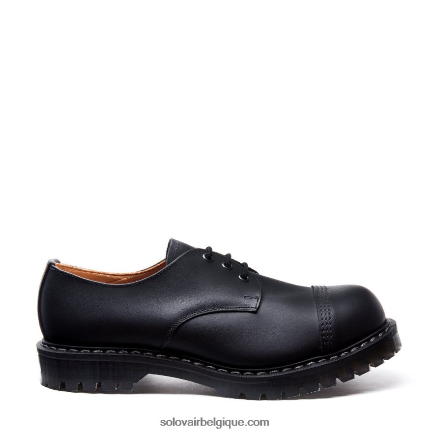 Hommes Solovair Chaussure Gibson Noire à Bout En Acier Gras 48f40r185