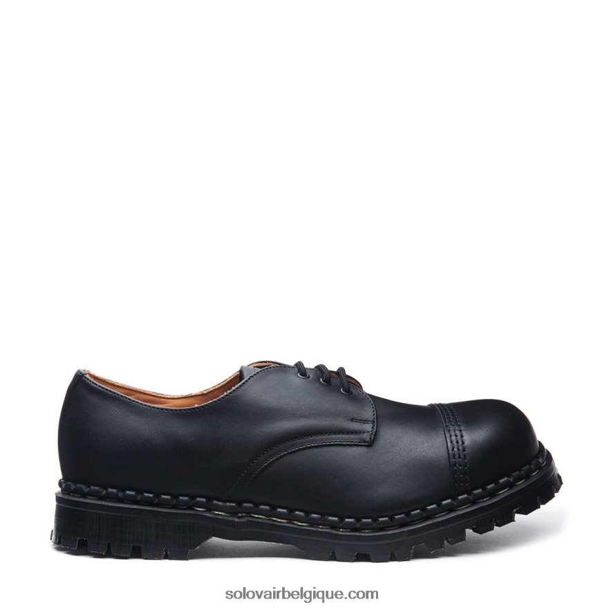 Hommes Solovair Chaussure Gibson Noire à Bout En Acier Gras 48f40r193