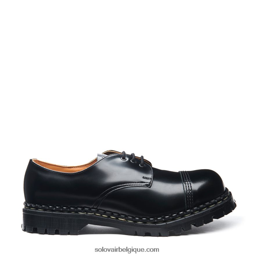 Hommes Solovair Chaussure Gibson Noire à Bout En Acier Ultra-brillant 48f40r194