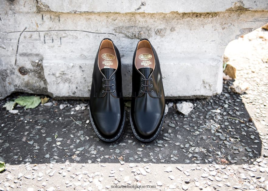 Hommes Solovair Chaussure Gibson Noire Brillante 48f40r175