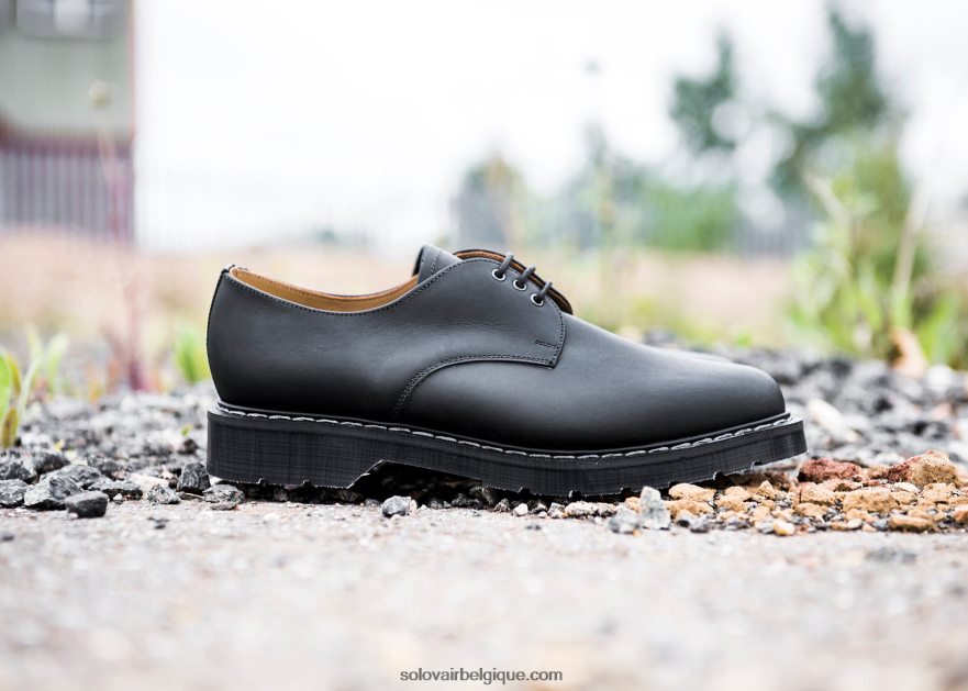 Hommes Solovair Chaussure Gibson Noire Grasse 48f40r176