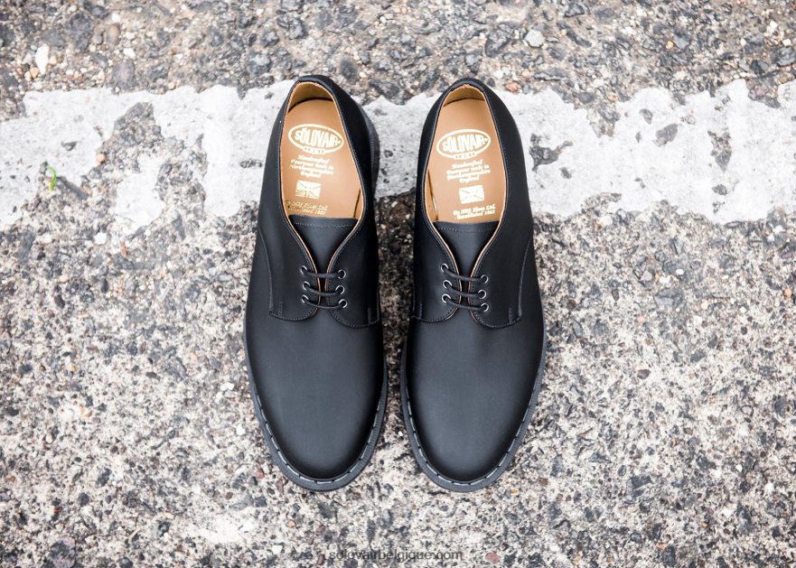 Hommes Solovair Chaussure Gibson Noire Grasse 48f40r176