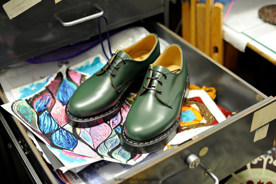 Hommes Solovair Chaussure Gibson Verte Brillante 48f40r182