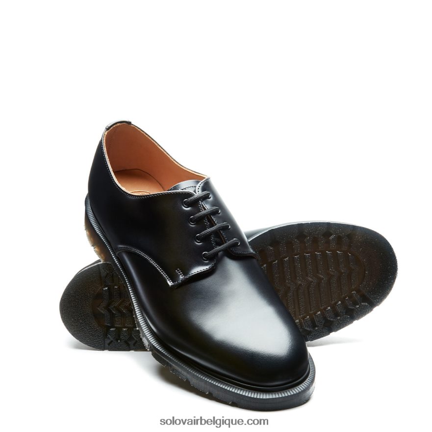 Hommes Solovair Chaussure Noire Brillante à 4 Yeux 48f40r195