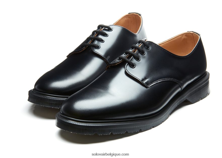 Hommes Solovair Chaussure Noire Brillante à 4 Yeux 48f40r195