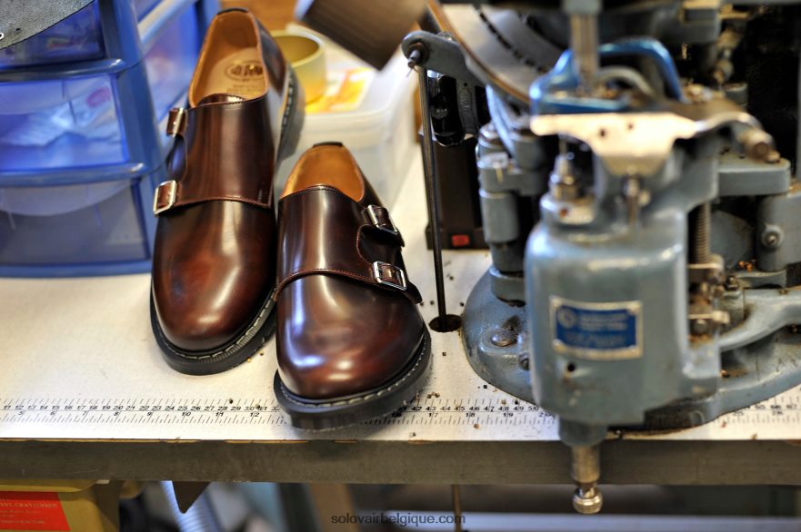 Hommes Solovair Mocassin Double Boucle Bordeaux Rub-off 48f40r216