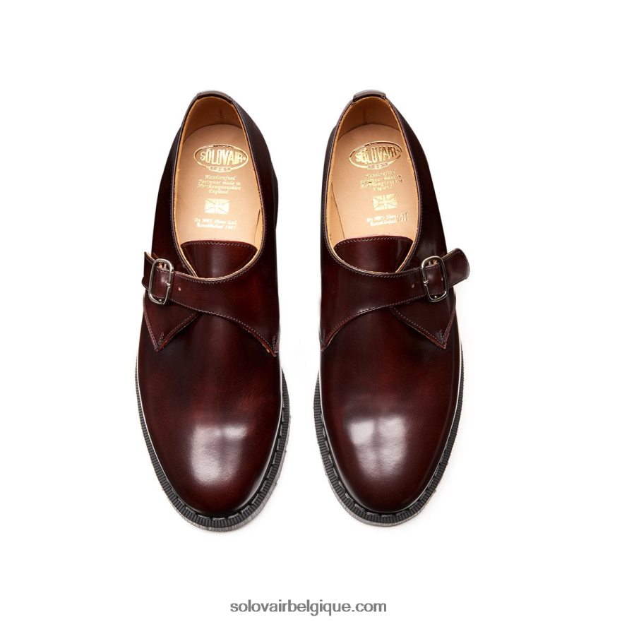Hommes Solovair Chaussure à Boucle Simple Boucle Bordeaux 48f40r217