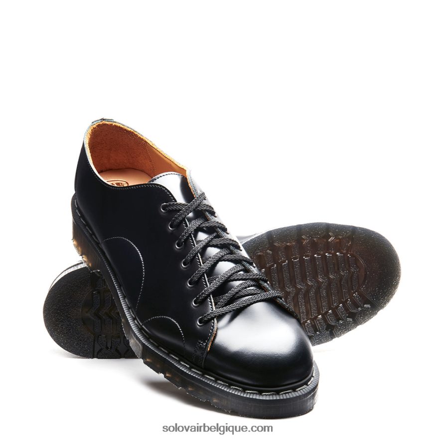 Hommes Solovair Chaussure De Singe Noire Brillante 48f40r220