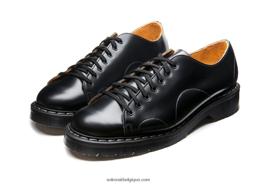 Hommes Solovair Chaussure De Singe Noire Brillante 48f40r220