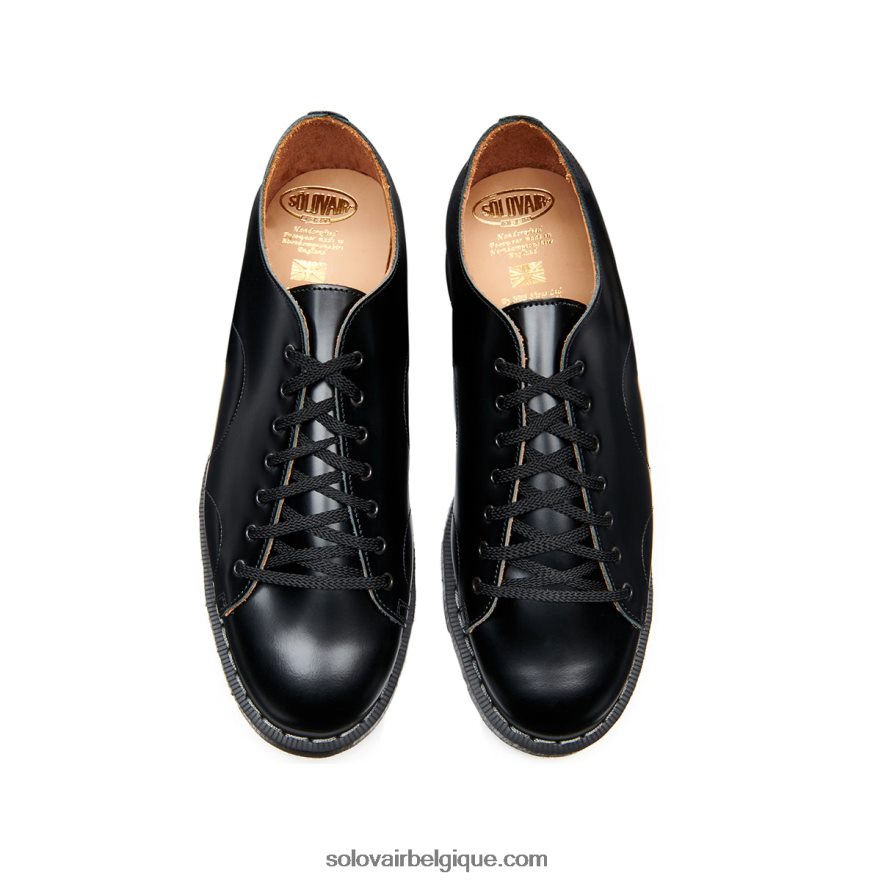 Hommes Solovair Chaussure De Singe Noire Brillante 48f40r220